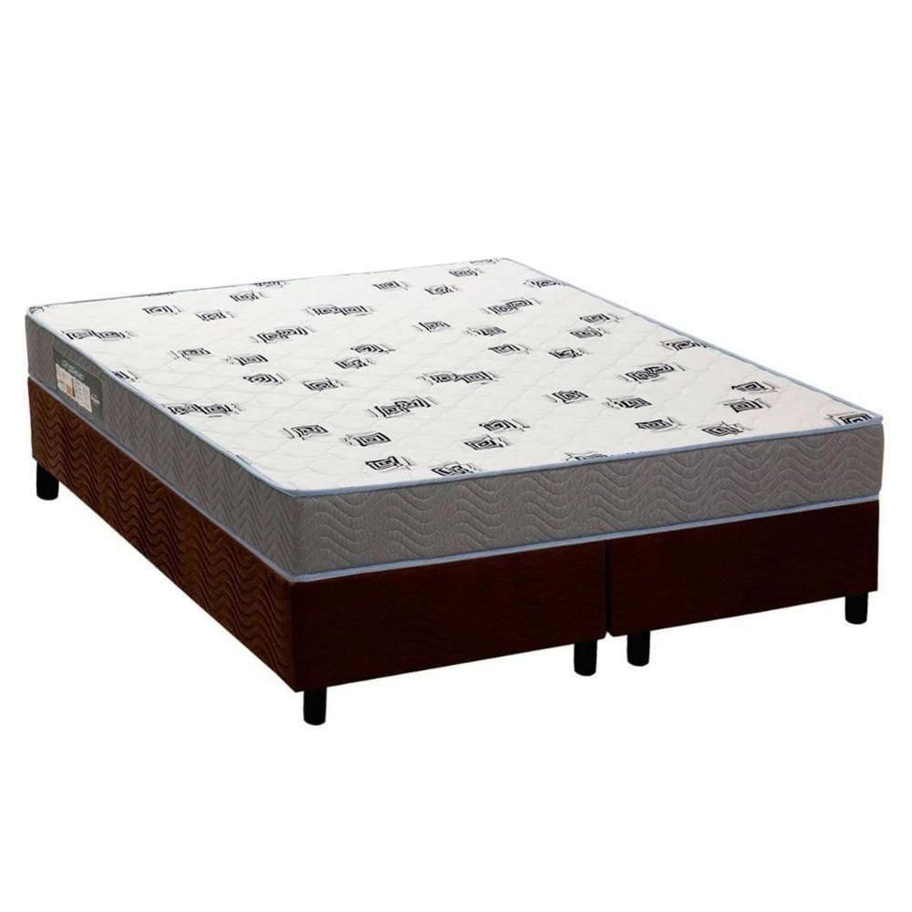 Cama Box King: Colchão Espuma Ortobom D33 Light Saúde + Base Crc Suede Brown(186X198)