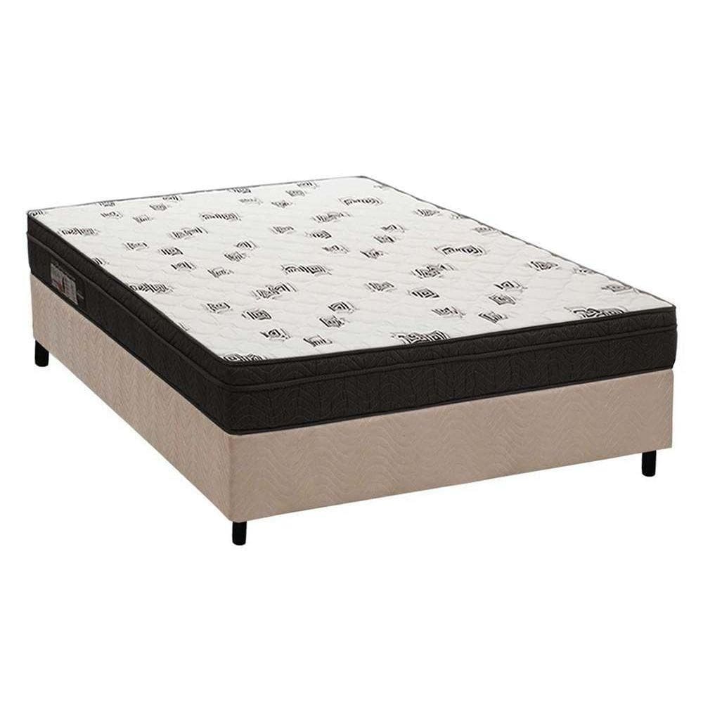 Cama Box Casal: Colchão Espuma Ortobom D45 Light Saúde + Base Crc Suede Clean(138X188)