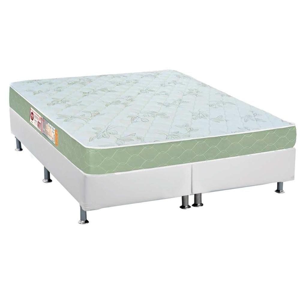 Cama Box Queen: Colchão Espuma Castor D33 Sleep Max + Base Crc Courano White(158X198)