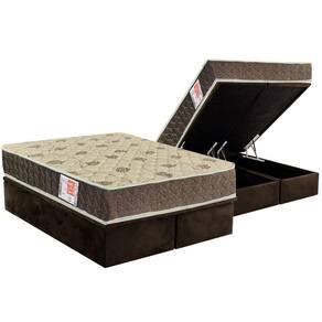 Cama Box Baú Queen: Colchão Espuma Orthoflex D33 Comfortpedic Line + Base Crc Suede Brown(158X198)