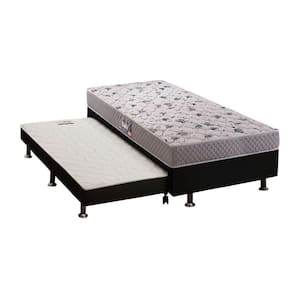 Cama Box C/Auxiliar Solteiro: Colchão Ortopédico Herval D28/Ag65 Black + Base Black(88X188)