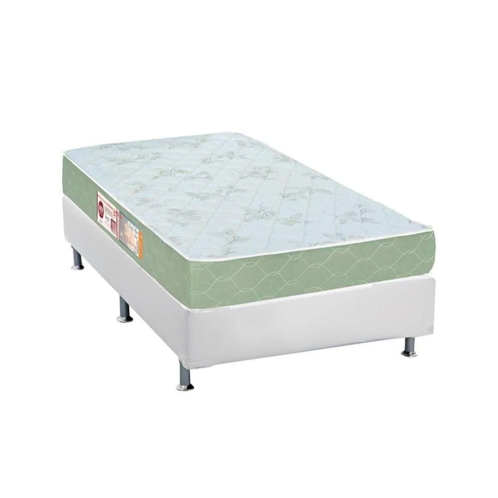 Cama Box Solteiro: Colchão Espuma D33 Castor Sleep Max + Base Crc Courano White(88X188)
