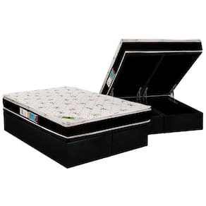 Cama Box Baú Queen: Colchão Espuma Luckspuma D33 / Ag65 Aspen Super Firme + Base Black(158X198)