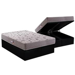 Cama Box Baú Queen: Colchão Anatômico Herval D45 / Ag65 Black Double Face + Base Black(158X198)