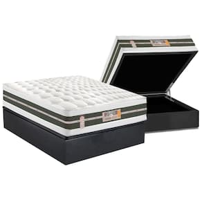 Cama Box Baú Casal: Colchão Molas Castor Bonnel Silver Star Air Double Face + Base Gray(138X188)