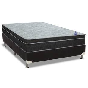 Cama Box Casal: Colchão Molas Bonnel Ortobom Nanolastic Light Selado + Base Crc Suede Black(138X188)