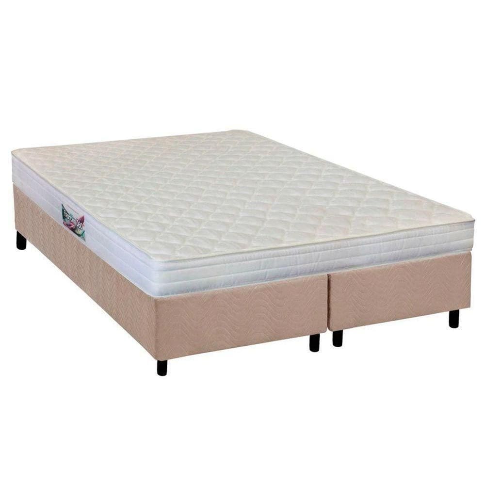 Cama Box Queen: Colchão Espuma Herval Ag65 Frontier + Base Crc Suede Clean(158X198)