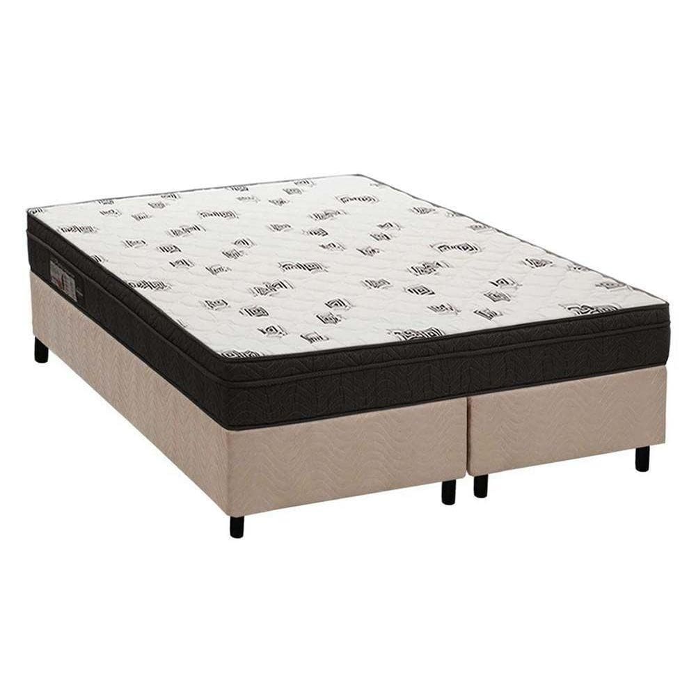 Cama Box Queen: Colchão Espuma Ortobom D45 Light Saúde + Base Crc Suede Clean(158X198)