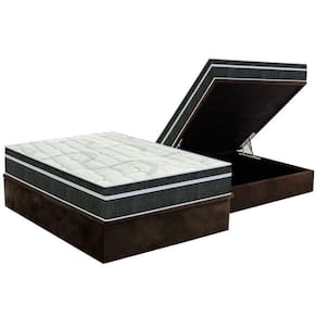 Cama Box Baú Casal: Colchão Molas Orthoflex Bonnel Venezia + Base Crc Suede Brown(138X188)