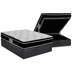 Cama Box Baú Casal: Colchão Molas Ortobom Nanolastic Physical + Base Crc Suede Gray(138X188)