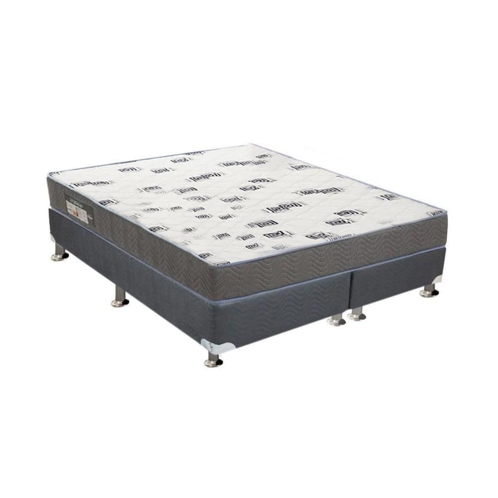 Cama Box Queen: Colchão Espuma D33 Ortobom Light + Base Crc Suede Gray(158X198)