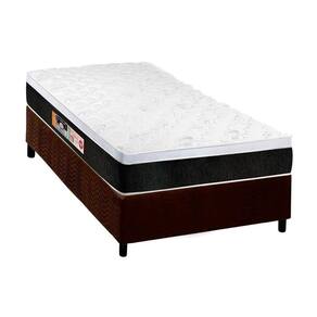 Cama Box Solteiro: Colchão Espuma Castor D45 Black E White Air + Base Crc Suede Brown(88X188)