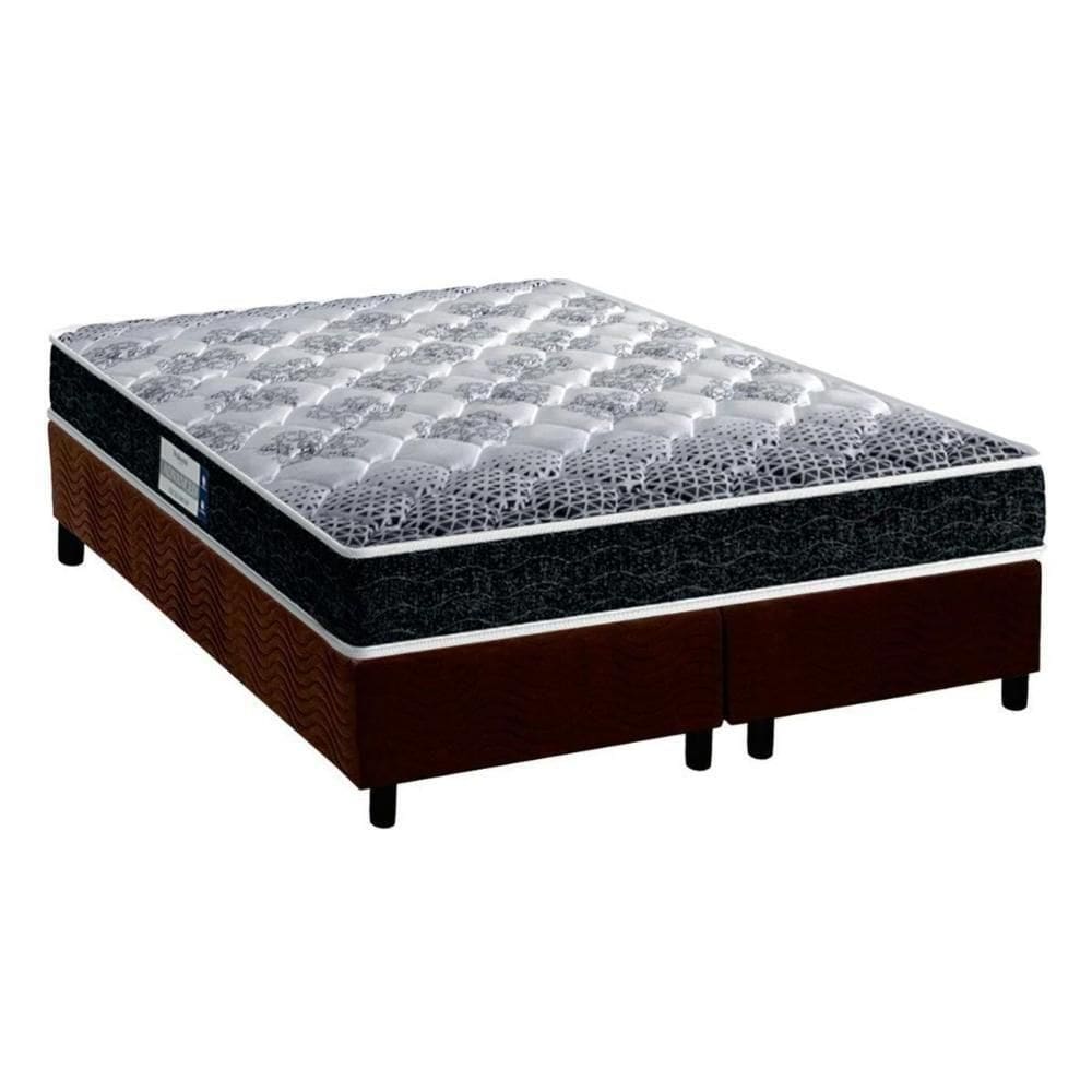 Cama Box Queen: Colchão Espuma D33 Probel /Ep Advanced Tech1500 + Base Crc Suede Brown(158X198)