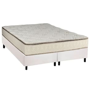 Cama Box Queen: Colchão Molas Bonnel Luckspuma Montreal Spring + Base Crc Courano White(158X198)
