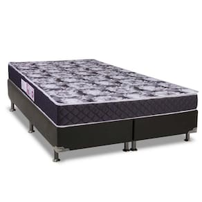 Cama Box Queen: Colchão Espuma D33 Luckspuma Supreme + Base Crc Suede Black(158X198)