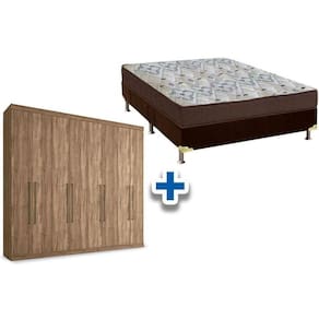 Cama Box Casal + Colchão D45 Ortobom + Guarda Roupa Master Vip 8.4 Atacama