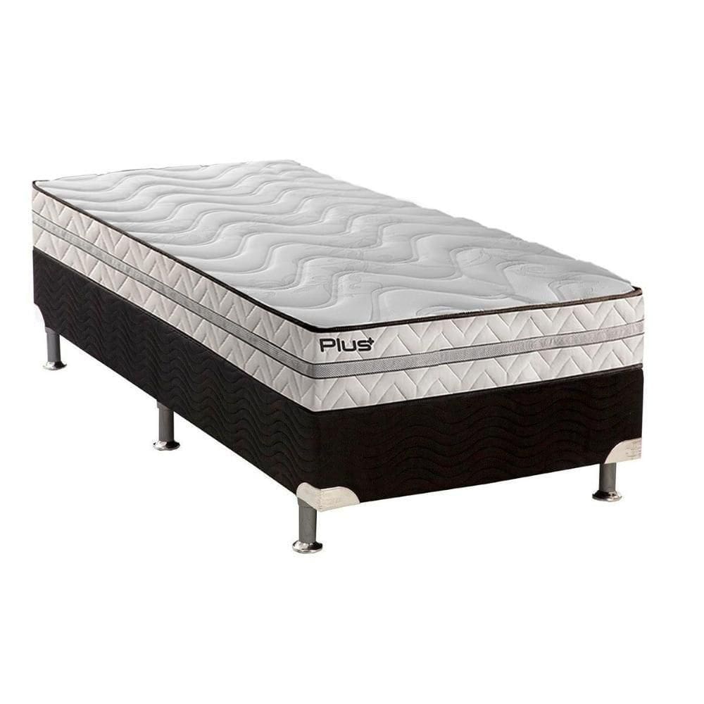 Cama Box Solteiro: Colchão Espuma Paropas D33 Pasquale Plus + Base Crc Suede Black(88X188)