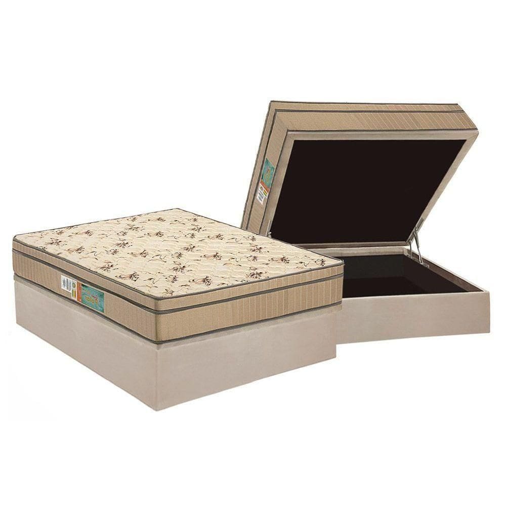 Cama Box Baú Casal: Colchão Espuma Polar D45 Pérola + Base Crc Suede Clean(138X188)