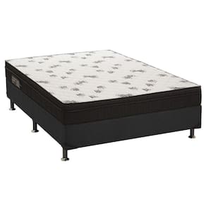 Cama Box Casal: Colchão Espuma Ortobom D45 Light + Base Crc Suede Black(138X188)
