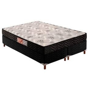 Cama Box Queen: Colchão Espuma Paropas D33 Pasquale + Base Crc Suede Black(158X198)