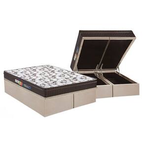Cama Box Baú Queen: Colchão Ortopédico Polar D28 / Ep Orthoface Class + Base Clean(158X198)