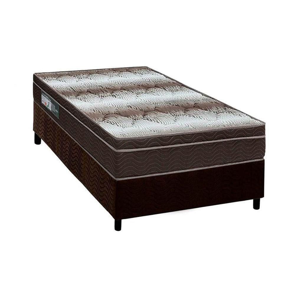 Cama Box Solteiro: Colchão Ortopédico Ortobom Light Ortopillow + Base Crc Suede Brown(88X188)