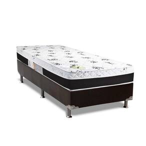 Cama Box Solteiro: Colchão Espuma Luckspuma D33/Ag65 Aspen 50 + Base Crc Suede Black(88X188)