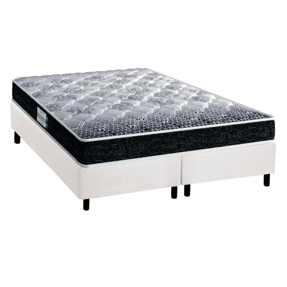 Cama Box Queen: Colchão Espuma D33 Probel /Ep Advanced Tech1500 + Base Crc Suede White(158X198)
