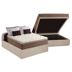 Cama Box Baú Casal: Colchão Ortopédico Anjos D28 / Ag65 Star Pillow Top + Base Clean(138X188)