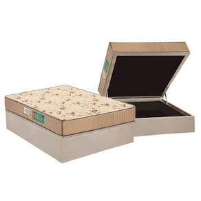 Cama Box Baú Casal: Colchão Espuma D33 Polar Pérola + Base Crc Suede Clean(138X188)