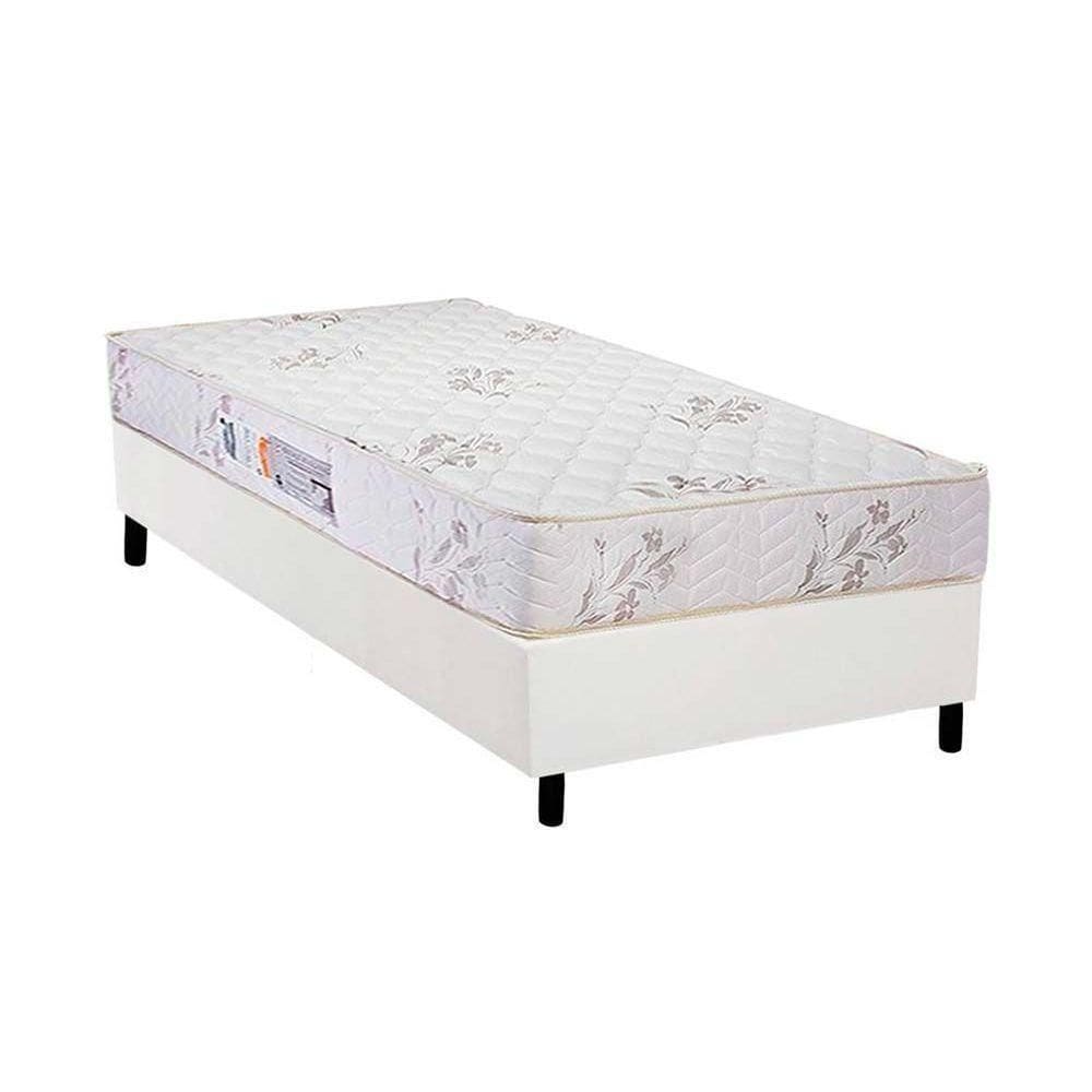 Cama Box Solteiro: Colchão Espuma Luckspuma D33 Supreme + Base Crc Courano White(88X188)