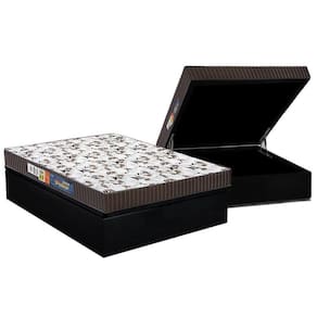 Cama Box Baú Casal: Colchão Espuma D33 Polar Pérola + Base Crc Suede Black(138X188)