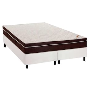 Cama Box Queen: Colchão Ortopédico Ortobom Exclusive Ortopillow + Base Crc Courano White(158X198)