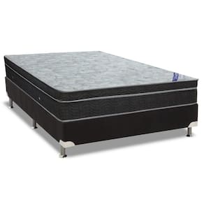 Cama Box Casal: Colchão Molas Ortobom Nanolastic Light Selado + Base Crc Suede Black(138X188)