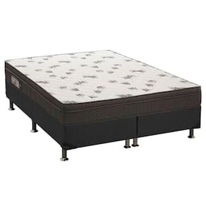 Cama Box Queen: Colchão Espuma D45 Ortobom Light Saúde Ortopilow + Base Crc Suede Black(158X198)