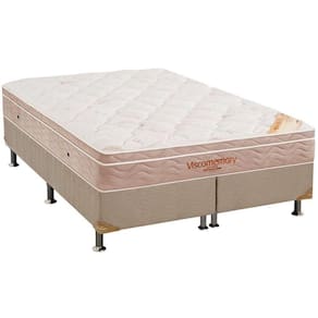 Cama Box Queen: Colchão Espuma Ortobom Viscomemory + Base Crc Suede Clean(158X198)