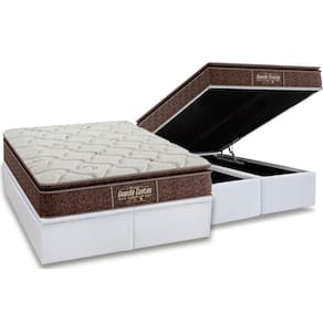 Cama Box Baú Queen: Colchão Ortopédico Probel Guarda Costas Extra Firme + Base White(158X198)