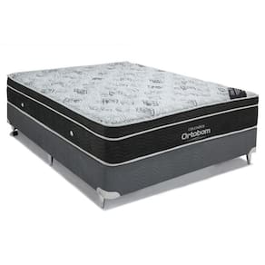 Cama Box Casal: Colchão Molas Ortobom Nanolastic Exclusive + Base Crc Suede Cinza(138X188)