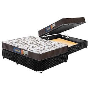 Cama Box Baú Casal: Colchão Espuma Polar D33 Pérola + Base Crc Suede Black(138X188)