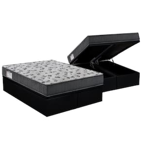 Cama Box Baú Queen: Colchão Espuma Ortobom D33 / Ep Iso 100 Ultra Firme + Base Black(158X198)