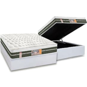 Cama Box Baú Casal: Colchão Molas Bonnel Castor Silver Star Air + Base Crc Courano White(138X188)