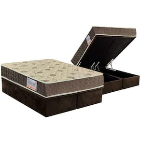 Cama Box Baú King: Colchão Espuma Orthoflex D33 / Ep Matera + Base Crc Suede Brown(193X203)
