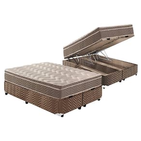 Cama Box Baú Queen: Colchão Espuma Paropas D33 / Ep Confort Ultra Firme + Base Brown(158X198)