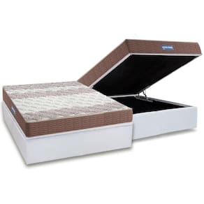 Cama Box Baú Casal: Colchão Espuma Probel D33 / Ep Double Face + Base White(138X188)