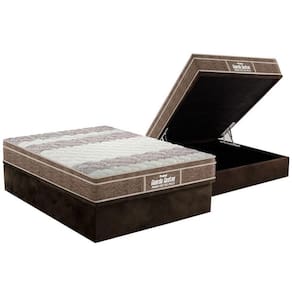 Cama Box Baú Casal: Colchão Espuma D33 Probel / Ep Plus + Base Brown(138X188)