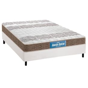 Cama Box Casal: Colchão Espuma Probel D33/Ep Guarda Costas Double Face+ Base White(138X188)