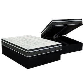 Cama Box Baú Queen: Colchão Molas Bonnel Orthoflex Venezia + Base Crc Courano Black(158X198)