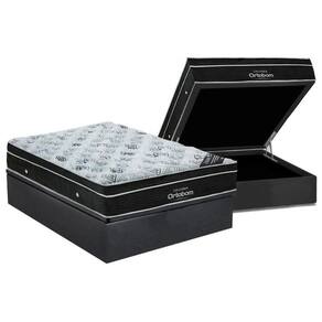 Cama Box Baú Casal: Colchão Molas Bonnel Ortobom Nanolastic Exclusive + Base Suede Gray(138X188)