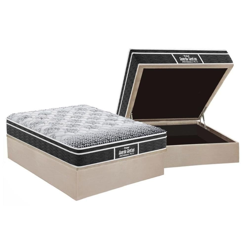 Cama Box Baú Casal: Colchão Anatômico Probel D28 / Ep Plus + Base Clean(138X188)