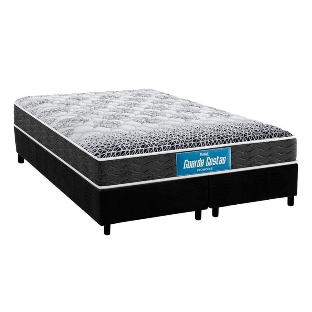 Cama Box Queen: Colchão Ortopédico Probel D28/Ep Guarda Costas Prómiddle + Base Black(158X198)